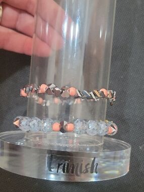 Erimish Coral and Crystal Stretch Bracelet Set
